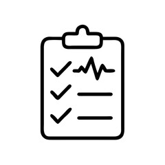 Checklist Clipboard Icon with Pulse Line for Task and Health Monitoring Concepts