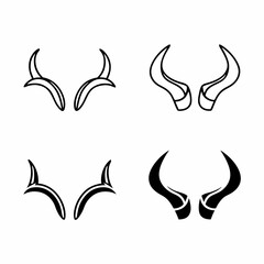 Fototapeta premium Devil horns set demonic gothic