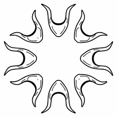 Stylized Devil Horns Circular Arrangement demonic fantasy