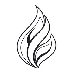 Stylized black flame symbol on white background fire abstract