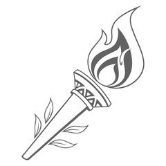 Torch with flame and laurel leaves fire