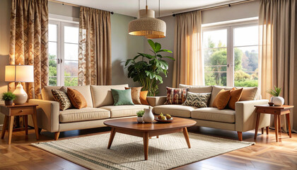 Fototapeta premium Creating a cozy midcentury modern living room design ideas for your home