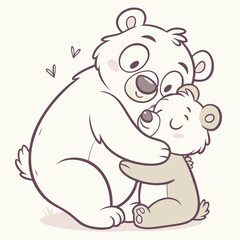 Two adorable bears hugging with affection cubs cuddling