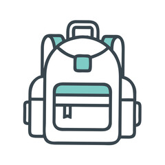 Backpack with teal accents on white background travel school