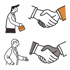 Businessmen shaking hands and one holding briefcase handshake agreement