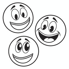 Cheerful cartoon faces with wide smiles and expressive eyes happy expression