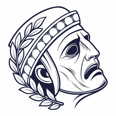 Ancient Greek tragedy mask with laurel wreath greek mask comedy mask