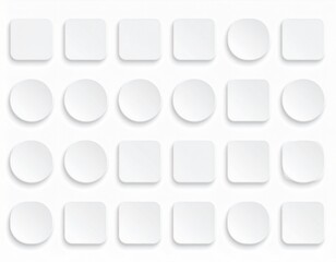Geometric white shapes grid, minimalist design elements, user interface components