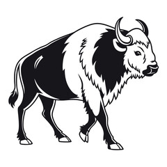 White back ground a black and white illustration ox.