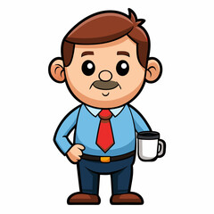Cartoon man with coffee mug and tie father