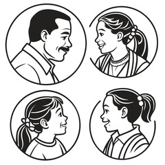 Father mother and children family portraits daughter