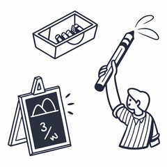 Person drawing on chalkboard with crayons education school