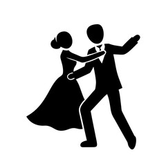 Elegant couple dancing in silhouette on white background married couple wedding