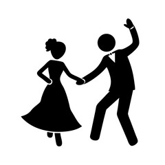 Elegant couple dancing in silhouette on white background married couple celebration