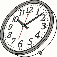 Analog clock face with black hands and red second hand numbers time