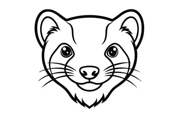 Ferret's black and white line art showcases a sleek mammal face with striking minimalist style