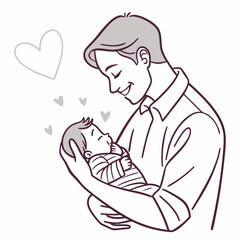 Father holding baby with hearts newborn love