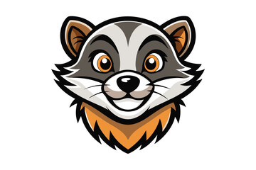 Detailed cartoon raccoon head showing its furry facial features smiles happily here
