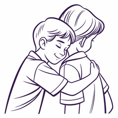 Two boys hugging with affection brothers love