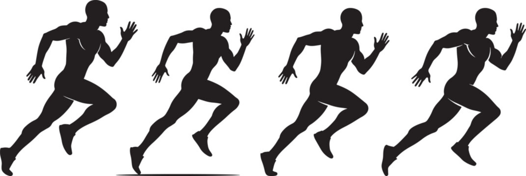 Running Man Icon Silhouette on White Background vector illustration