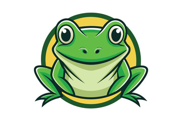 Outlined frog sits patiently, its smooth skin and detailed features easily visible on white