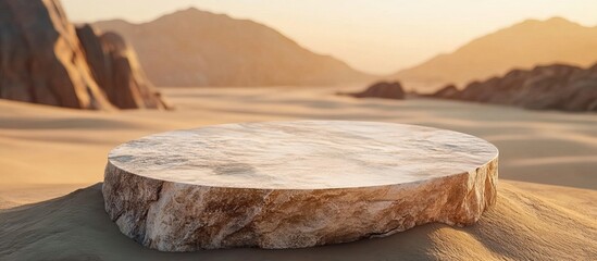 Stone Platform in Desert Landscape
