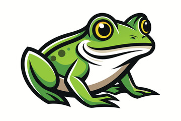 Outlined frog sitting gracefully atop a grassy mound evokes whimsical nature scenes