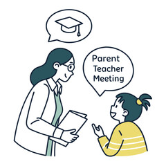 Teacher and student discussing academic progress parent teacher meeting education
