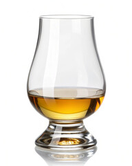 A Glencairn whisky glass, high-resolution, isolated on a clean white background, realistic lighting and reflections, transparent PNG format, no shadows, studio-quality image.
