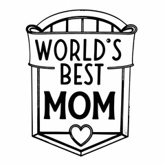 World's Best Mom badge with heart mother award