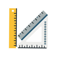 Yellow ruler and triangle ruler with markings measuring tools stationery