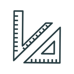 Ruler and triangle set dark blue outline measuring geometry