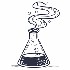 Flask with swirling vapor and bubbles beaker science