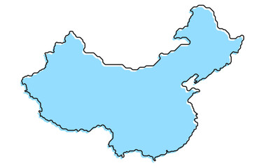 A simple stylized map of the country of China