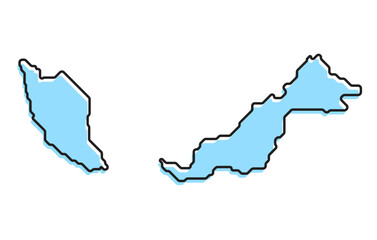A simple stylized map of the country of Malaysia
