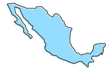 A simple stylized map of the country of Mexico