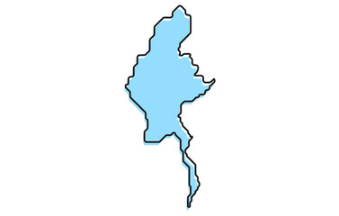 A simple stylized map of the country of Myanmar