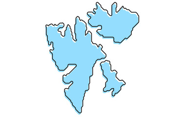 A simple stylized map of the country of Svalbard