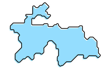 A simple stylized map of the country of Tajikistan