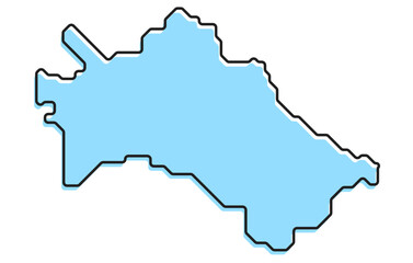 A simple stylized map of the country of Turkmenistan