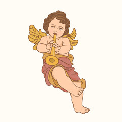 Cute angel playing music