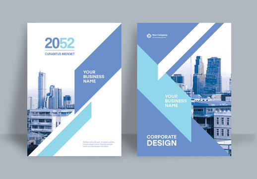 Business Report Cover Template &ndash;Blue Geometric Layout (A4)	
