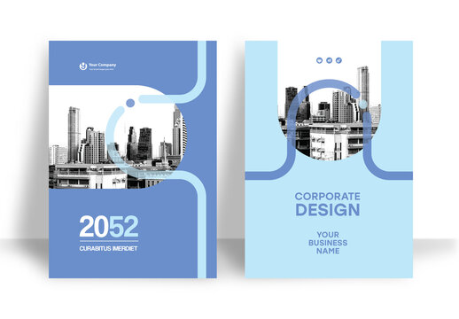 Business Report Cover Template &ndash;Blue Geometric Layout (A4)	

