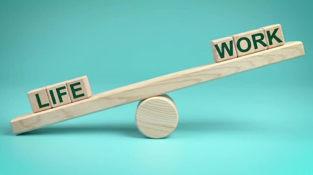 Worklife balance seesaw for conceptually balancing life and work, suitable for presentations, articles, and infographics on worklife harmony.