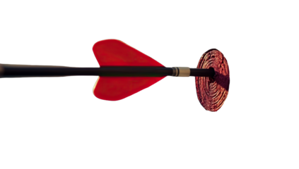 Red-fletched arrow piercing target