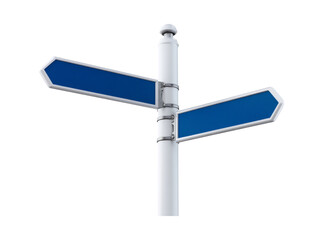 Blank blue directional signpost isolated on black background, Isolated On Transparent Background, Cut Out
