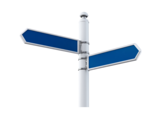 Blank blue directional signpost isolated on black background, Isolated On Transparent Background, Cut Out