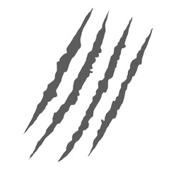 Fototapeta premium Four diagonal torn beast scratch marks with edgy ripped claw effect