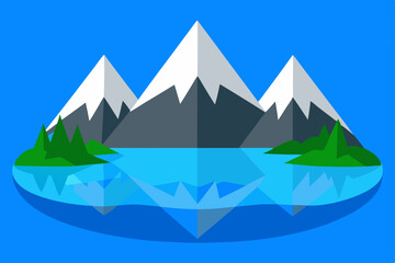 Serene Mountain Lake Landscape Stunning Vista of Peaks and Tranquil Waters