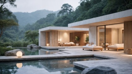 Obraz premium Luxury Spa Retreat, Serene Wellness, Exclusive Relaxation, and Holistic Rejuvenation. Perfect for wellness brands, travel, and self-care themes.